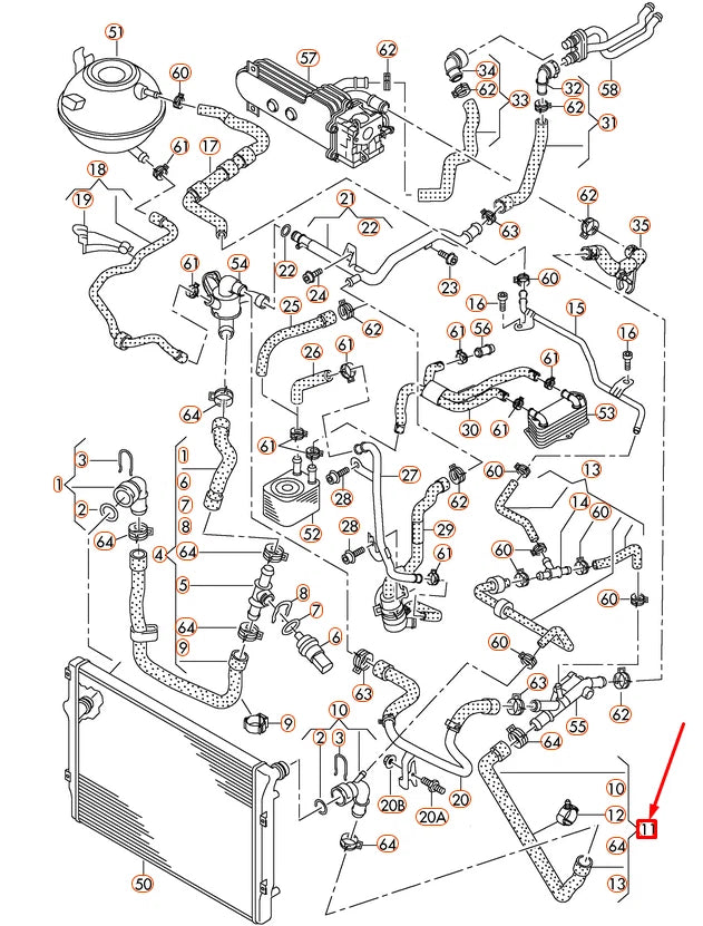 NEW VW BEETLE A5 COOLANT HOSE WITH QUICK RELEASE COUPLING 1K0122101JS ORIGINAL
