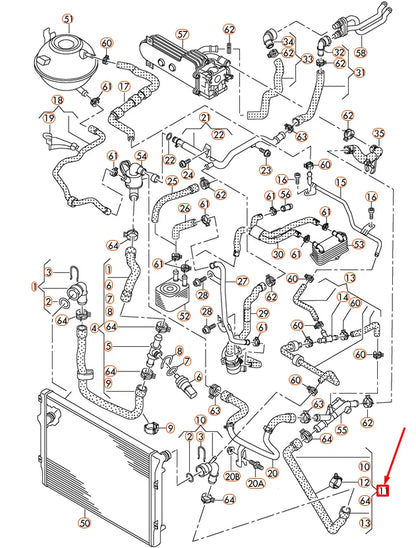 NEW VW BEETLE A5 COOLANT HOSE WITH QUICK RELEASE COUPLING 1K0122101JS ORIGINAL