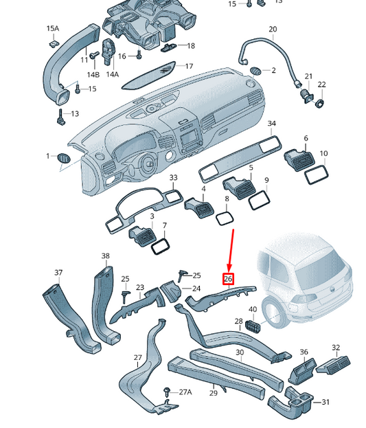 NEW VW TOUAREG 7P MK2 LEFT FOOTWELL VENT RHD 7P0819623B ORIGINAL