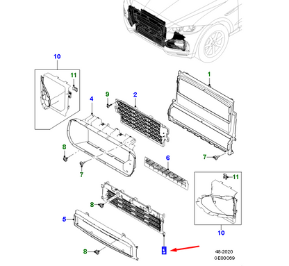 new jaguar f-pace x761 lower shutter t2h59360 original