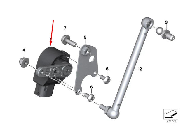 NEW BMW K1600 BAGGER FRONT HEADLIGHT HEIGHT LEVEL SENSOR 37146895466 ORIGINAL