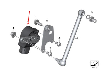 NEW BMW K1600 BAGGER FRONT HEADLIGHT HEIGHT LEVEL SENSOR 37146895466 ORIGINAL