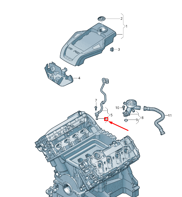 new vw touareg 7p mk2 engine breather line o-ring wht001677 original