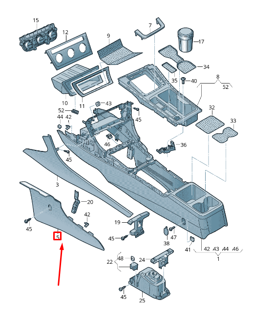 new vw golf 5g mk7 left side center console lower trim rhd 5g2863045azb3