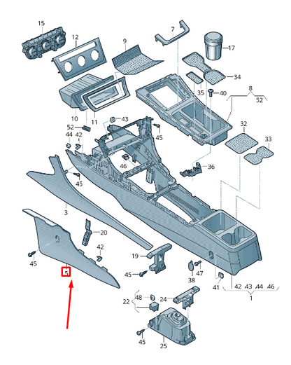 new vw golf 5g mk7 left side center console lower trim rhd 5g2863045azb3