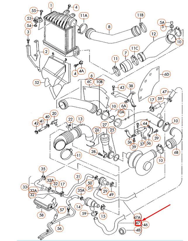 NEW VW BEETLE 9C CHARGE AIR COOLER PRESSURE CONTROL LINE 1C0145712E ORIGINAL