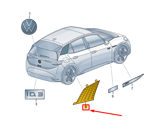 new vw id.3 e11 rear right decorative film 10a853498esa9 original