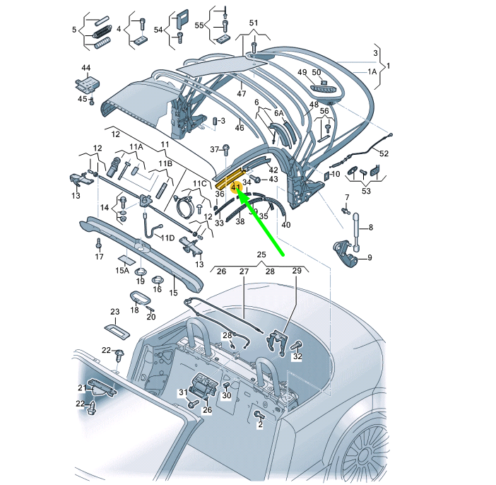 NEW AUDI TT 8J SOFT TOP FRAME INNER SEAL KIT 8J7898405A ORIGINAL