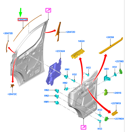 new ford transit custom mk1 front right door upper strip decal 2232100 original