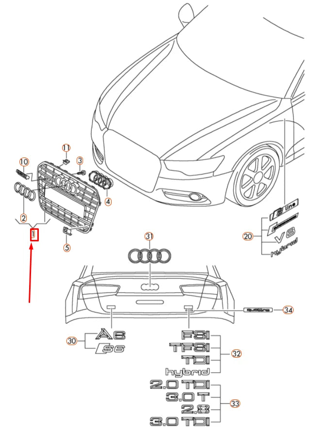 NEW AUDI A6 C7 FRONT RADIATOR GRILLE 4G0853651FCKA ORIGINAL