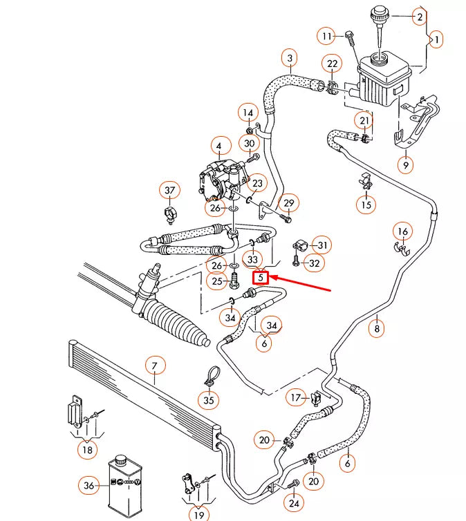 NEW AUDI Q7 4L VANE PUMP TO STEERING GEAR EXPANSION HOSE LHD 7L8422893AG