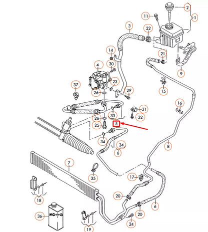 NEW AUDI Q7 4L VANE PUMP TO STEERING GEAR EXPANSION HOSE LHD 7L8422893AG