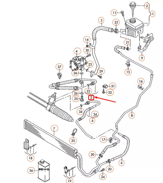 NEW AUDI Q7 4L VANE PUMP TO STEERING GEAR EXPANSION HOSE LHD 7L8422893AG