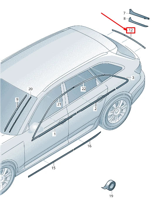 NEW AUDI A4 AVANT B9 REAR CENTER TAILGATE TRIM STRIP 8W98539272ZZ ORIGINAL