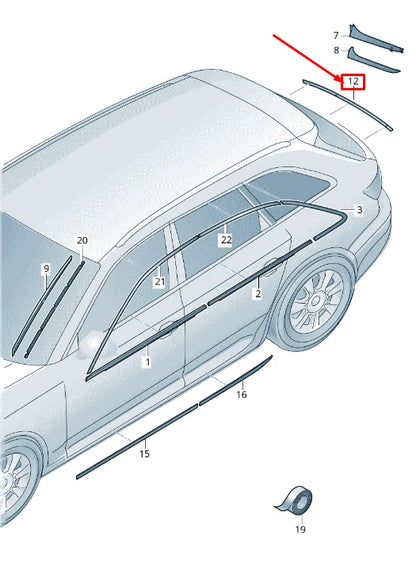 NEW AUDI A4 AVANT B9 REAR CENTER TAILGATE TRIM STRIP 8W98539272ZZ ORIGINAL