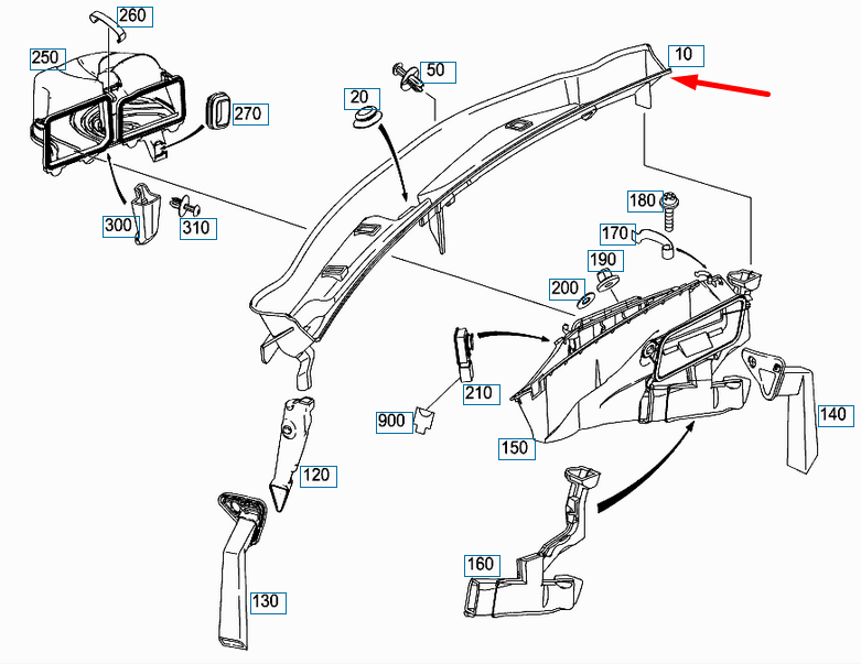 new mercedes-benz glk-class x204 front wiper cowl trim lhd a2048302013 original