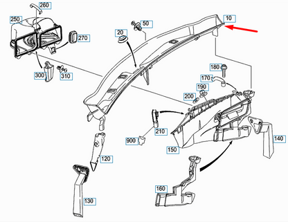 new mercedes-benz glk-class x204 front wiper cowl trim lhd a2048302013 original