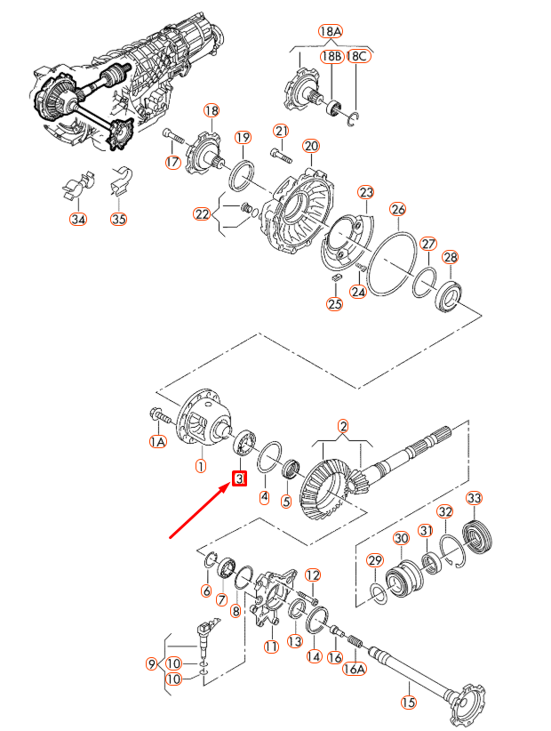 NEW AUDI A6 C5 FRONT DIFFERENTIAL CYLINDER ROLLER BEARING 01L409144 ORIGINAL