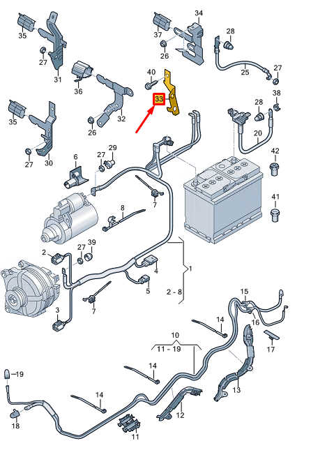 new vw polo aw mk6 starter bracket 5q0971858p original