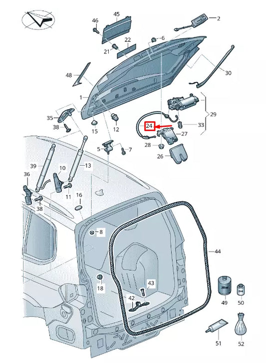 NEW VW TOURAN 5T REAR LID SERVOMOTOR BOWDEN CABLE 5TA827535A