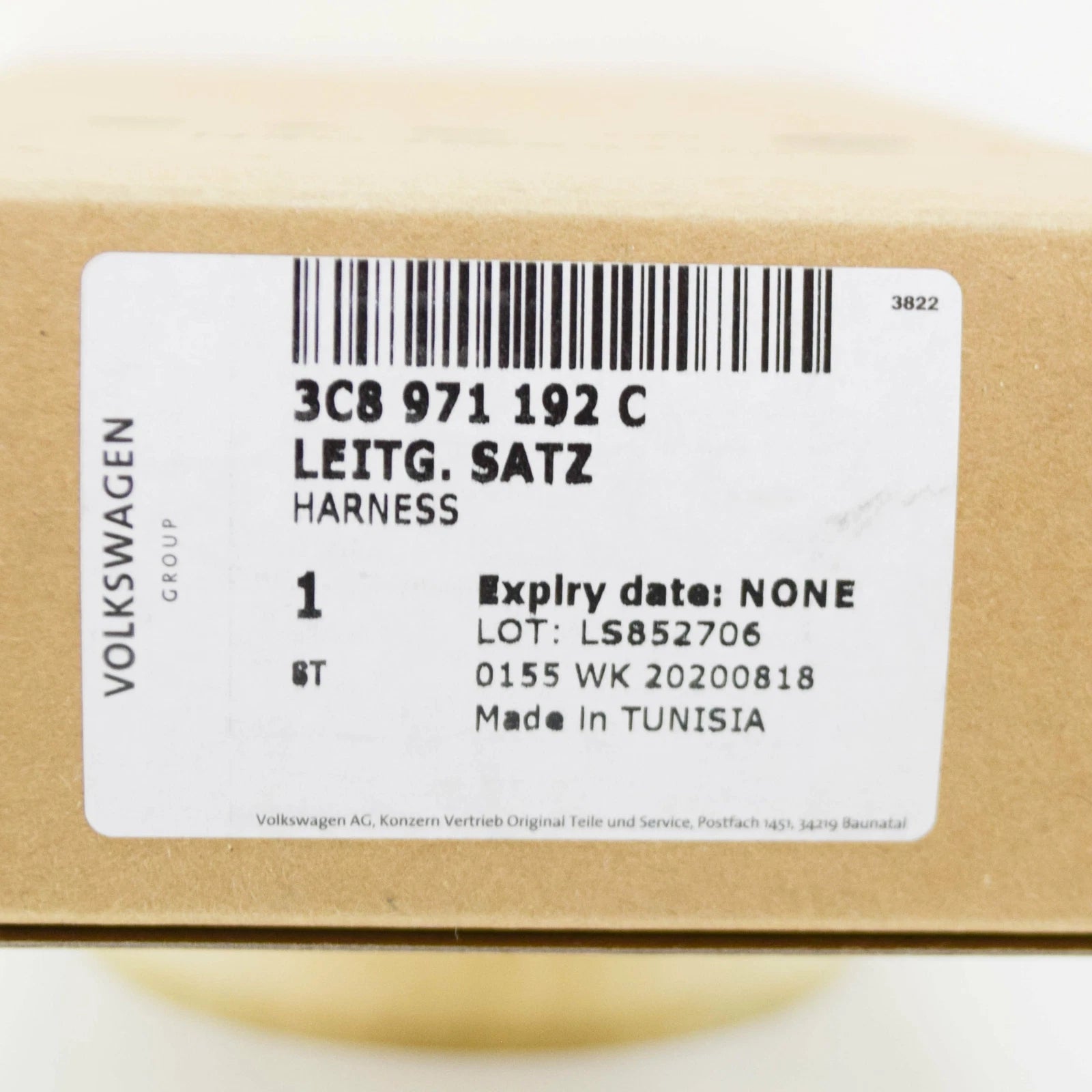 NEW VW PASSAT CC 357 REAR TRUNK BOOT LID HARNESS 3C8971192C