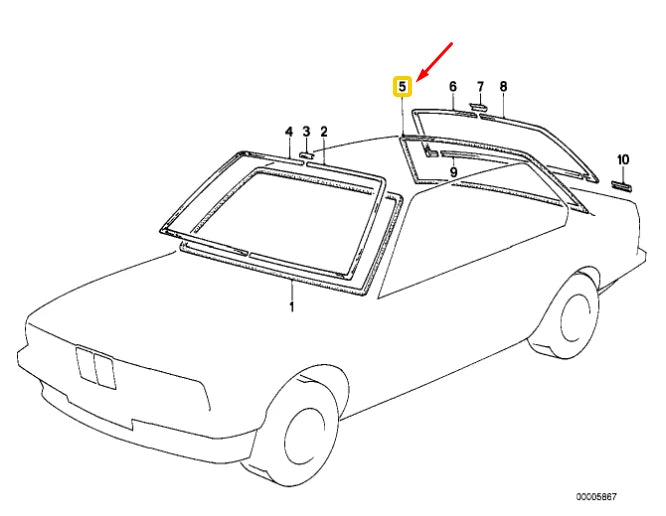 NEW BMW 6 E24 COUPE REAR BACK WINDOW WEATHERSTRIP 51311839116 1839116 ORIGINAL