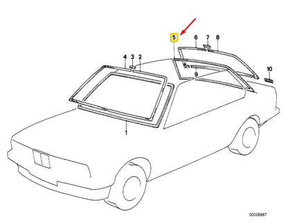NEW BMW 6 E24 COUPE REAR BACK WINDOW WEATHERSTRIP 51311839116 1839116 ORIGINAL
