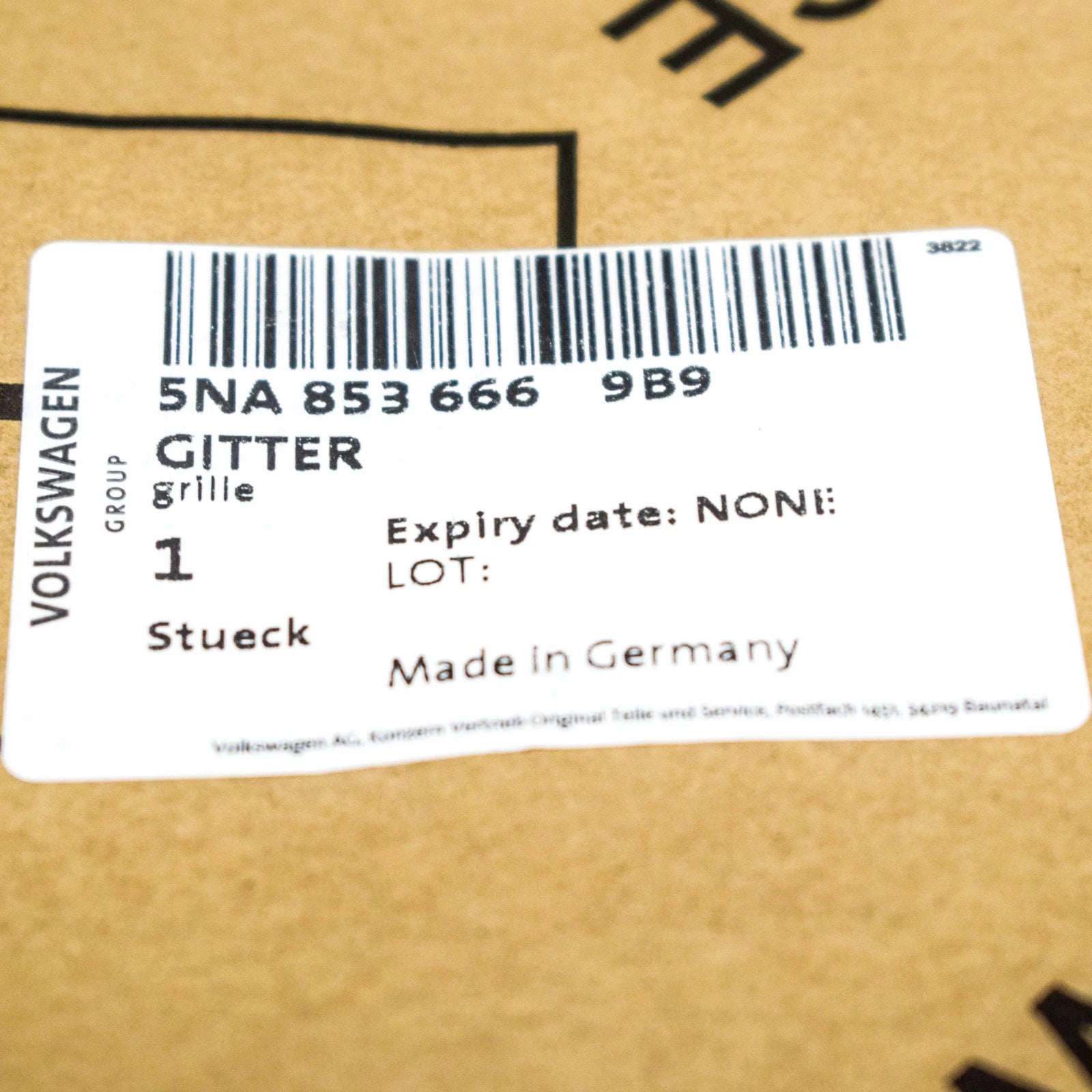 NEW VW TIGUAN 5N FRONT BUMPER RIGHT GRILLE 5NA8536669B9 ORIGINAL