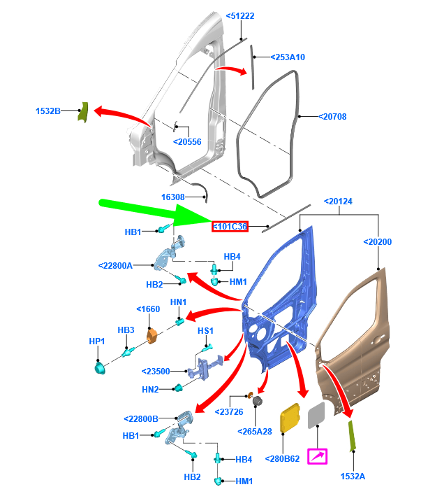 new ford transit mk4 front left door seal bk31-v100a37-ae 2367644 original