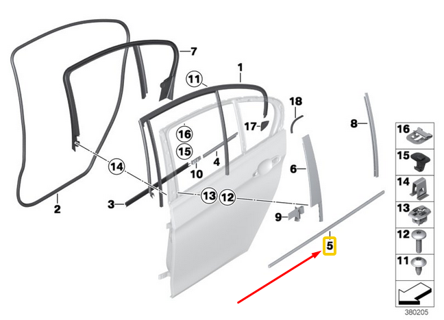 new bmw 3 f30rear left door belt molding 7260543 51357260543 original