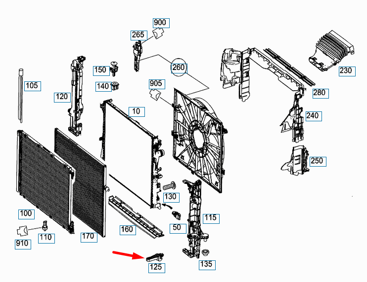 NEW MERCEDES-BENZ S-CLASS W222 RADIATOR RIGHT BRACKET A2225045940 ORIGINAL