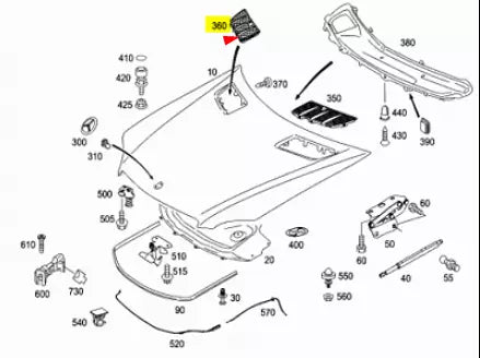 NEW MB M W164 RIGHT SIDE BONNET VENT GRILLE COVER A1648804405 ORIGINAL
