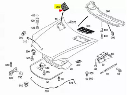 NEW MB M W164 RIGHT SIDE BONNET VENT GRILLE COVER A1648804405 ORIGINAL