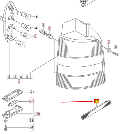NEW VOLKSWAGEN TRANSPORTER T6 REAR LEFT LIGHT REFLECTOR 7E0945105E
