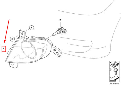 NEW BMW 3 E90 FRONT RIGHT FOG LIGHT 7199894 63177199894 ORIGINAL
