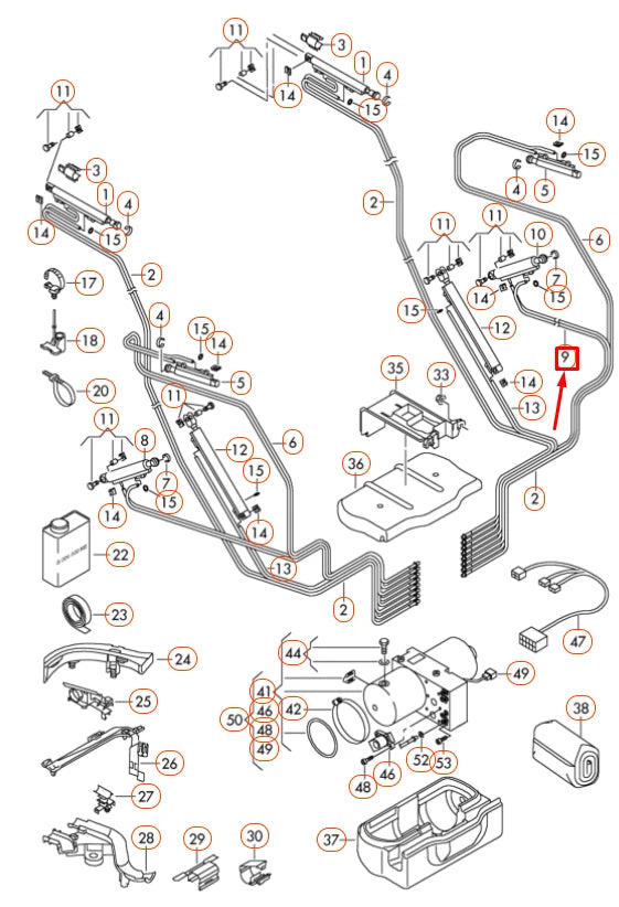 NEW VW EOS CONVERTIBLE ROOF FEED AND RETURN PIPE IN PAIRS 1Q0871619B ORIGINAL