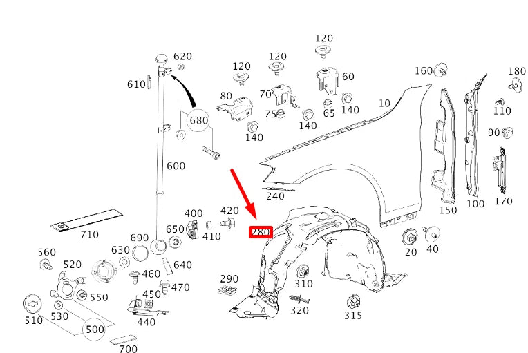 NEW MERCEDES-BENZ S W222 FRONT LEFT WHEEL HOUSING LINER A2226903102 ORIGINAL