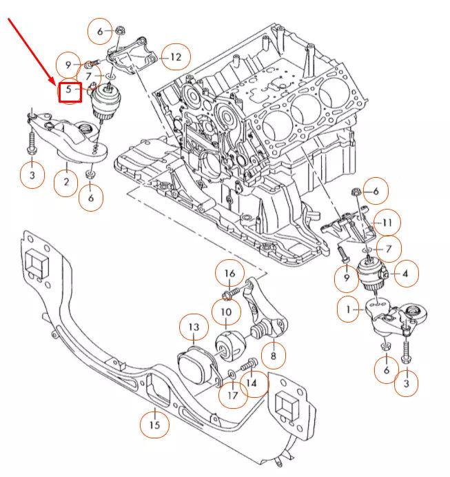 NEW AUDI A6 C6 RIGHT SIDE ENGINE HYDRO-MOUNTING 4F0199382BL ORIGINAL