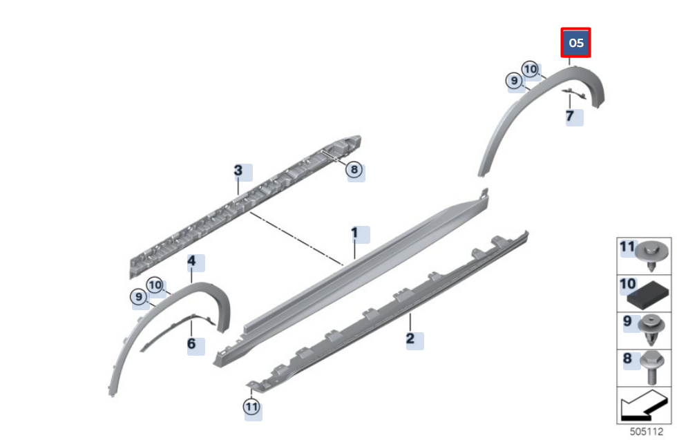 new bmw x6 g06 rear right fender molding 51778099206 original