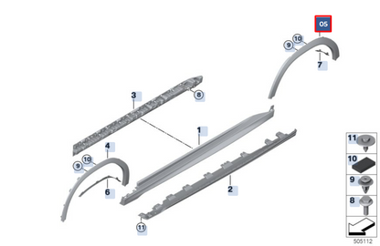 new bmw x6 g06 rear right fender molding 51778099206 original