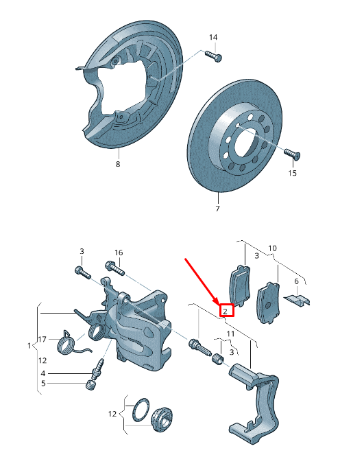 new skoda kamiq rear brake caliper carrier 2q0615425 original