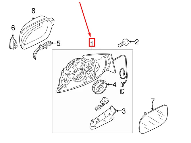 NEW AUDI A4 AVANT B8 FRONT LEFT DOOR MIRROR BASE LHD 8K1857409E01C ORIGINAL