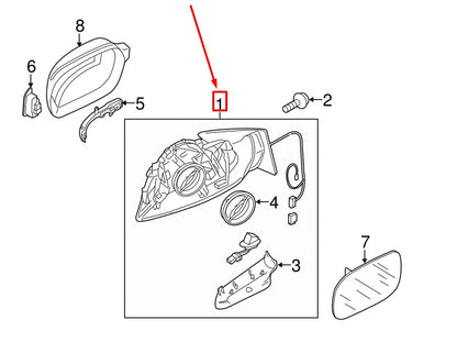 NEW AUDI A4 AVANT B8 FRONT LEFT DOOR MIRROR BASE LHD 8K1857409E01C ORIGINAL