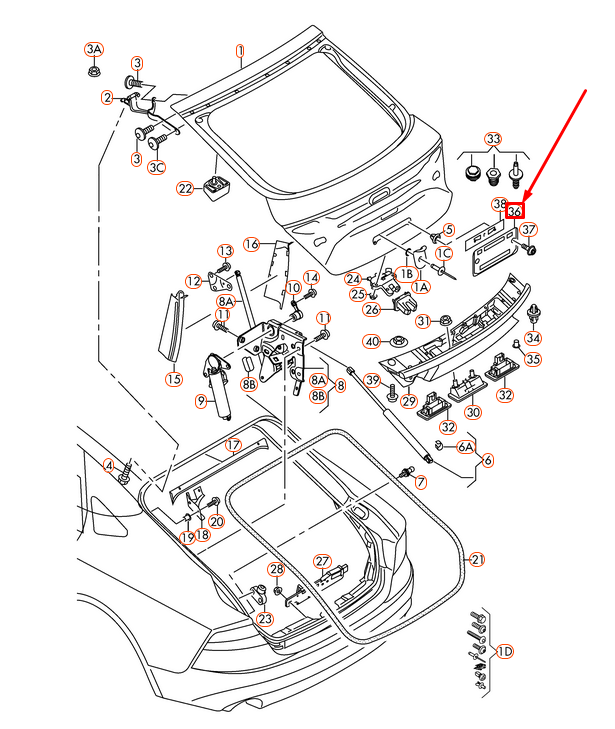 NEW AUDI A7 SPORTBACK 4G8 REAR LICENCE PLATE TRIM 4G88271139B9 ORIGINAL