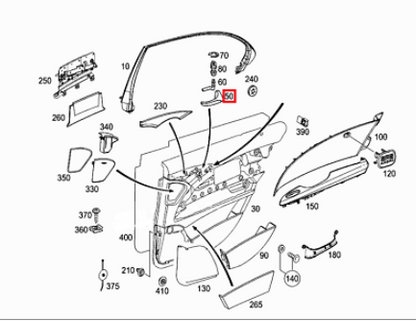 new mb e w211 rear right door inner handle lever a21176602247 f24 original