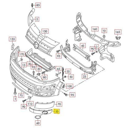 NEW VW TRANSPORTER T6 FRONT LEFT FOG LIGHT GRILLE TRIM 7E0807489G 9B9