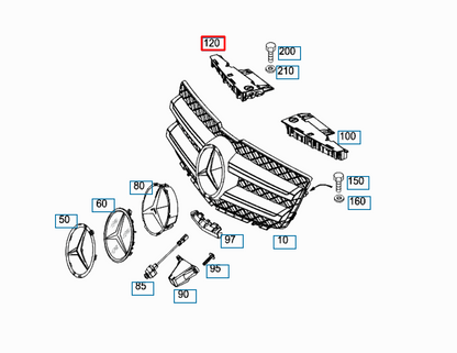 NEW MB GLK X204 FRONT RADIATOR GRILLE BRACKET RIGHT A2048851036 ORIGINAL