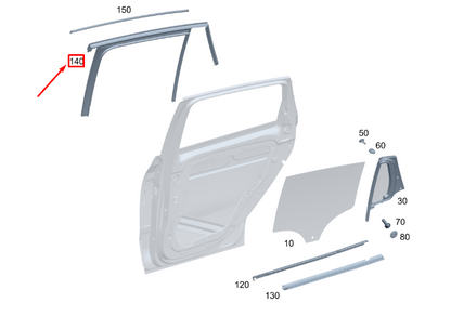 new mercedes-benz gla h247 rear right door window guide rail a2477354200