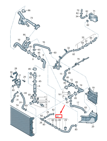 new vw cc 35 engine coolant hose 3c0121086m original