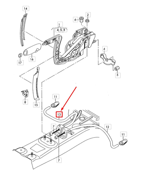 NEW AUDI A3 SPORTBACK 8P RIGHT PARKING BRAKE GUIDE TUBE 1K0711952A ORIGINAL